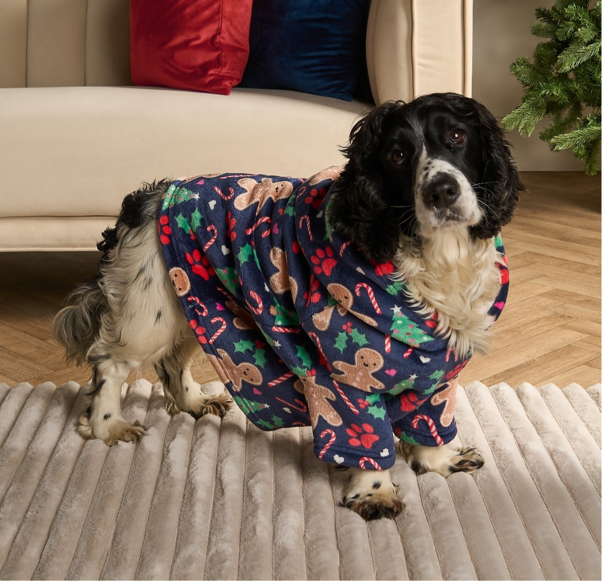 Gingerbread Paw Print Dog Hoodie Blanket