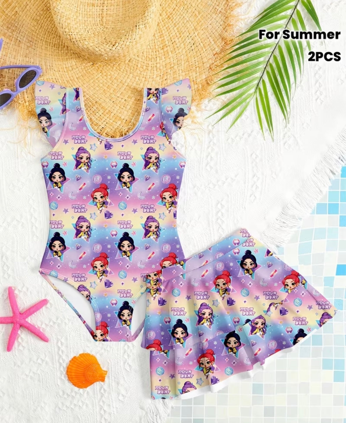 2pcs girls swimsuit set