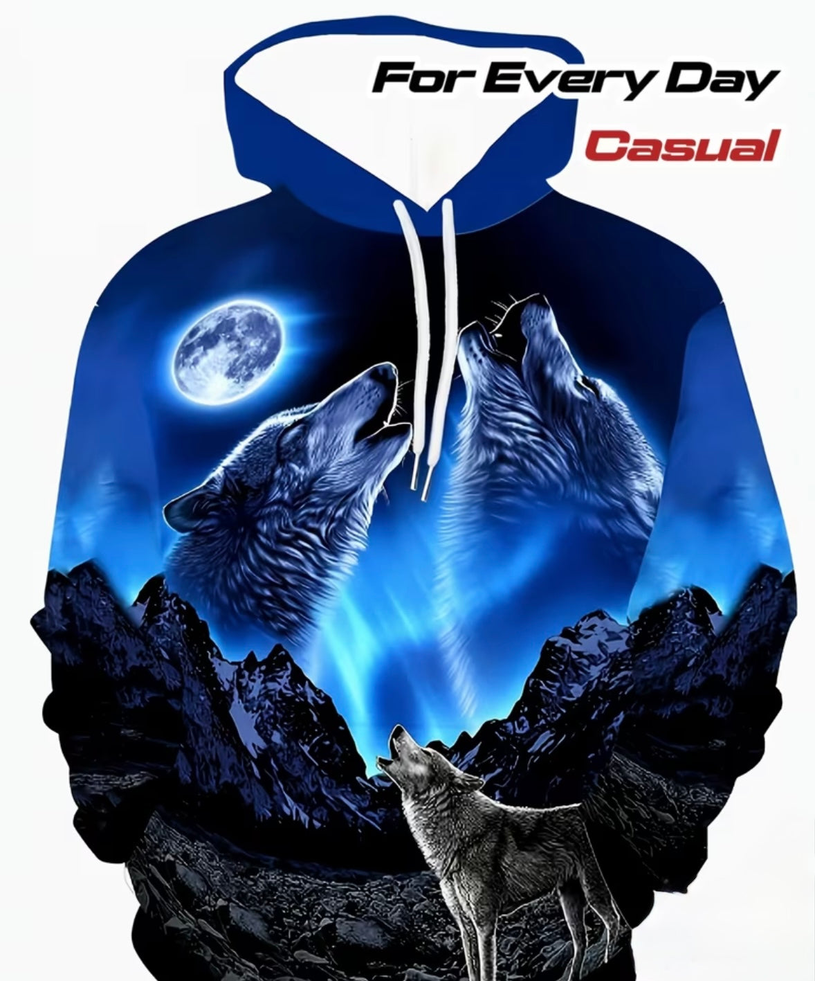Men’s hoodie night wolf king graphic pullover sweatshirt