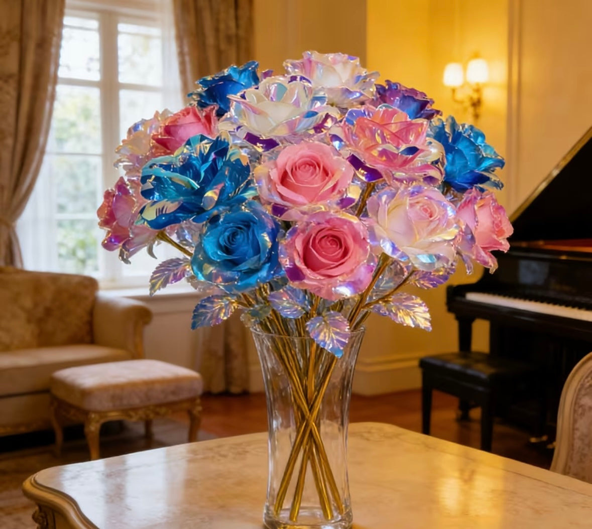 Rainbow Glitter Rose