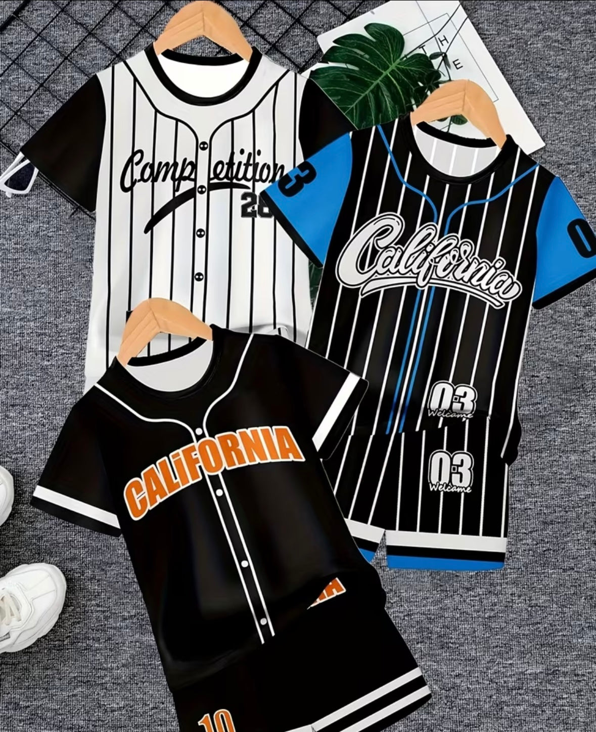 6pcs set for boys featuring stylish 3D printed casual t shirt set