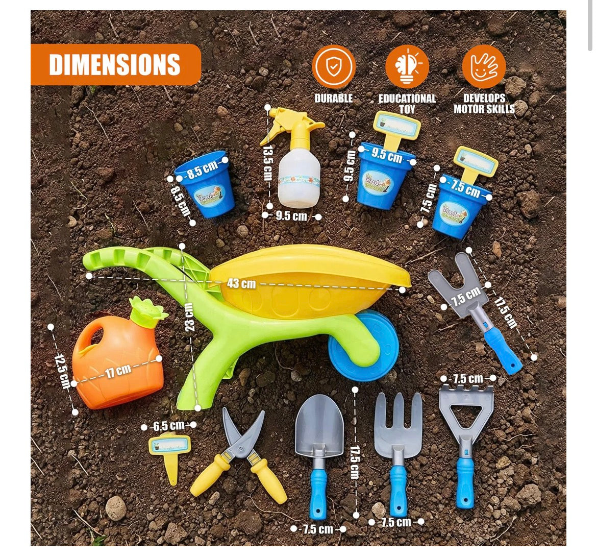 Kids Garden Wheelbarrow Playset