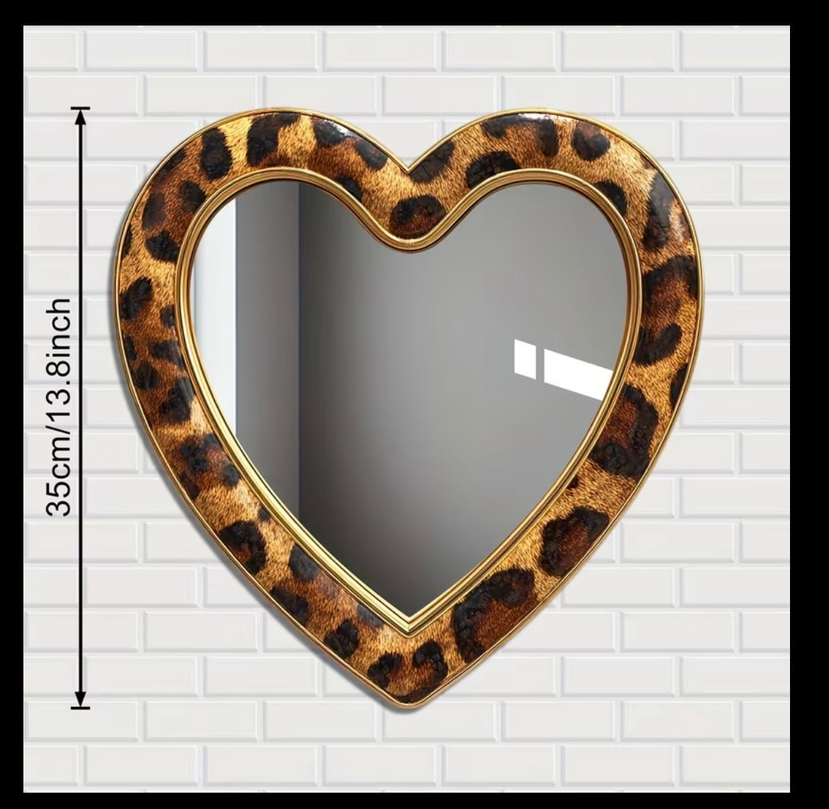 Lepord Print Heart Mirror