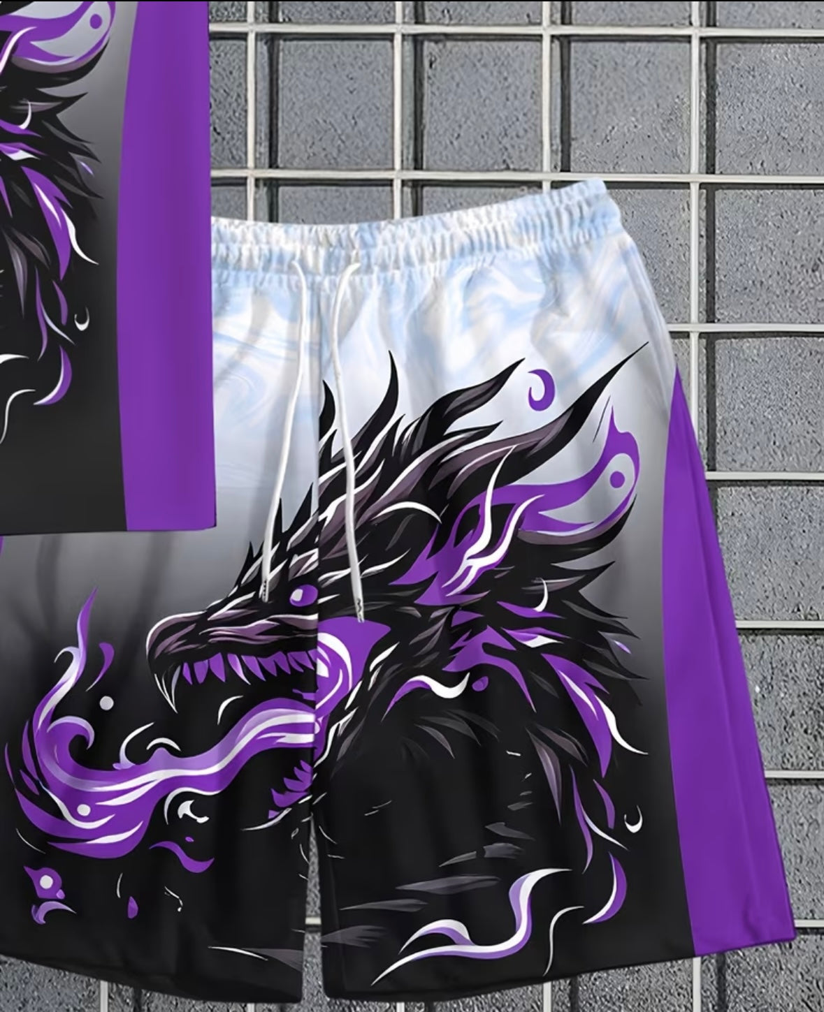 Men’s casual fashion suit 3D printed dragon shorts