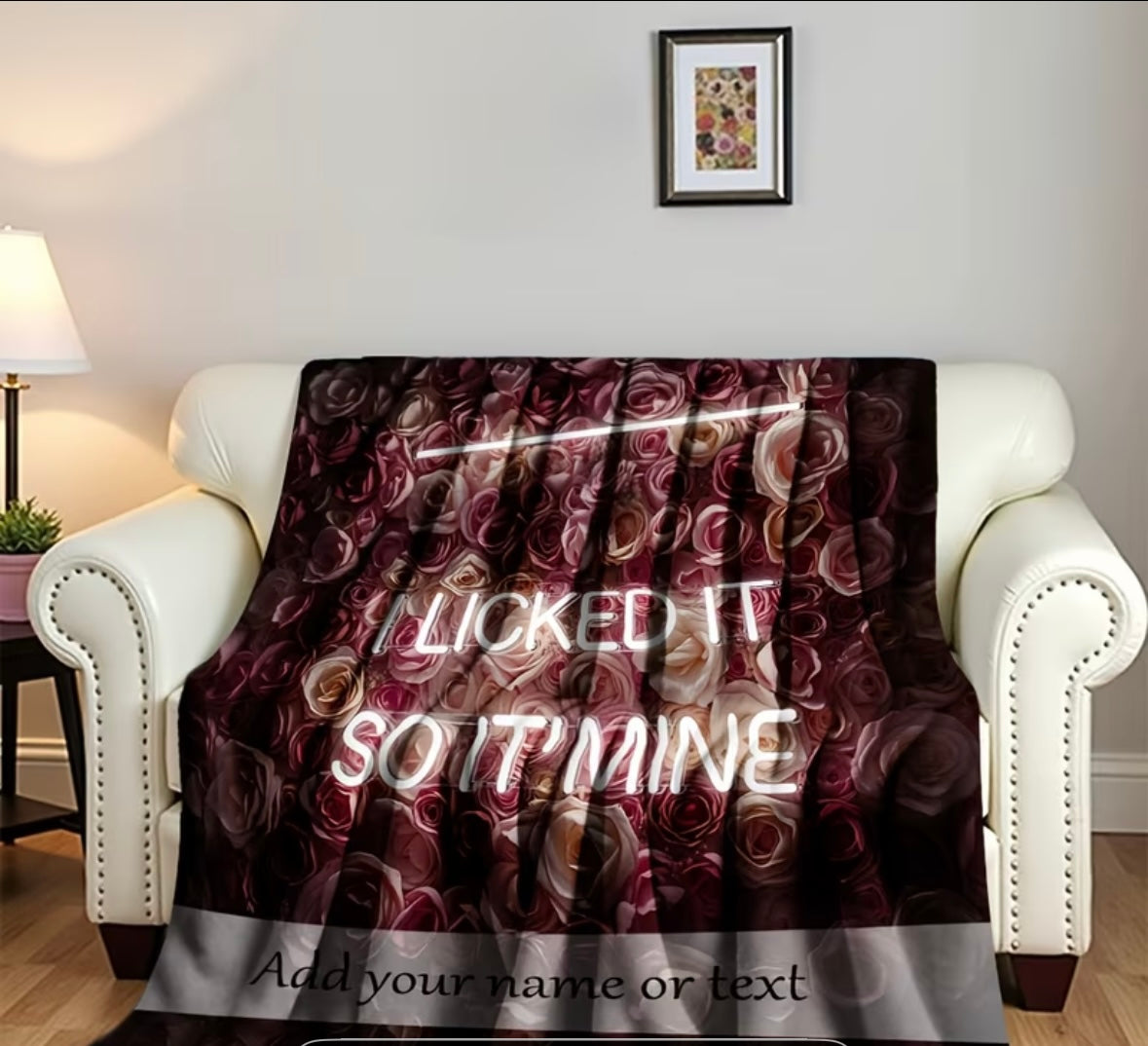Customised with name or text neon rose wall blanket