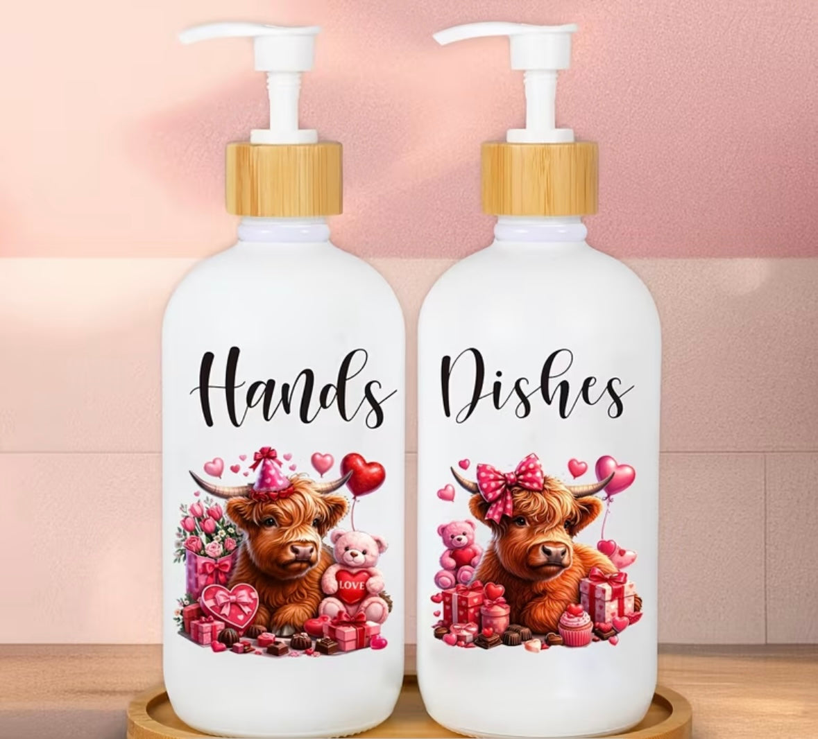 2pc Highland Cow Soap Dispenser with Tray