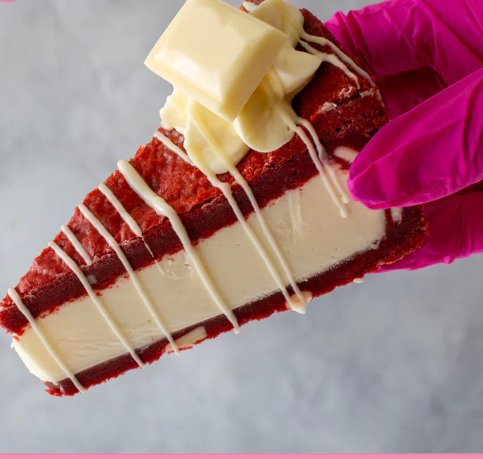 Red Velvet Cookie Pie Slice