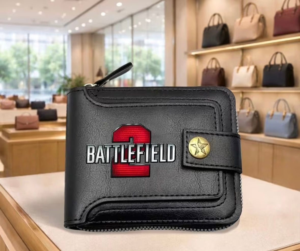 Menβs coin purse with battlefield 2 logo