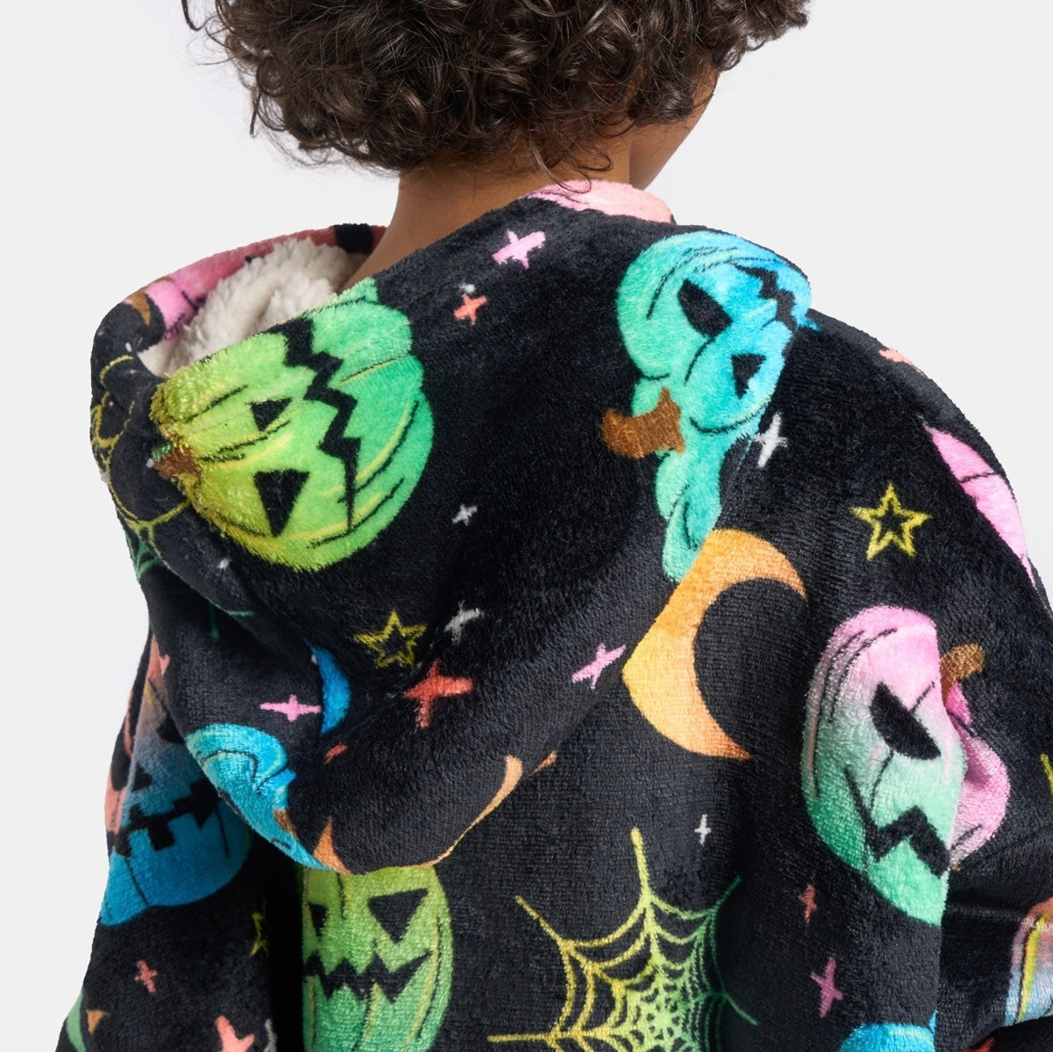 Kids Neon Halloween π Print Hoodie Blanket