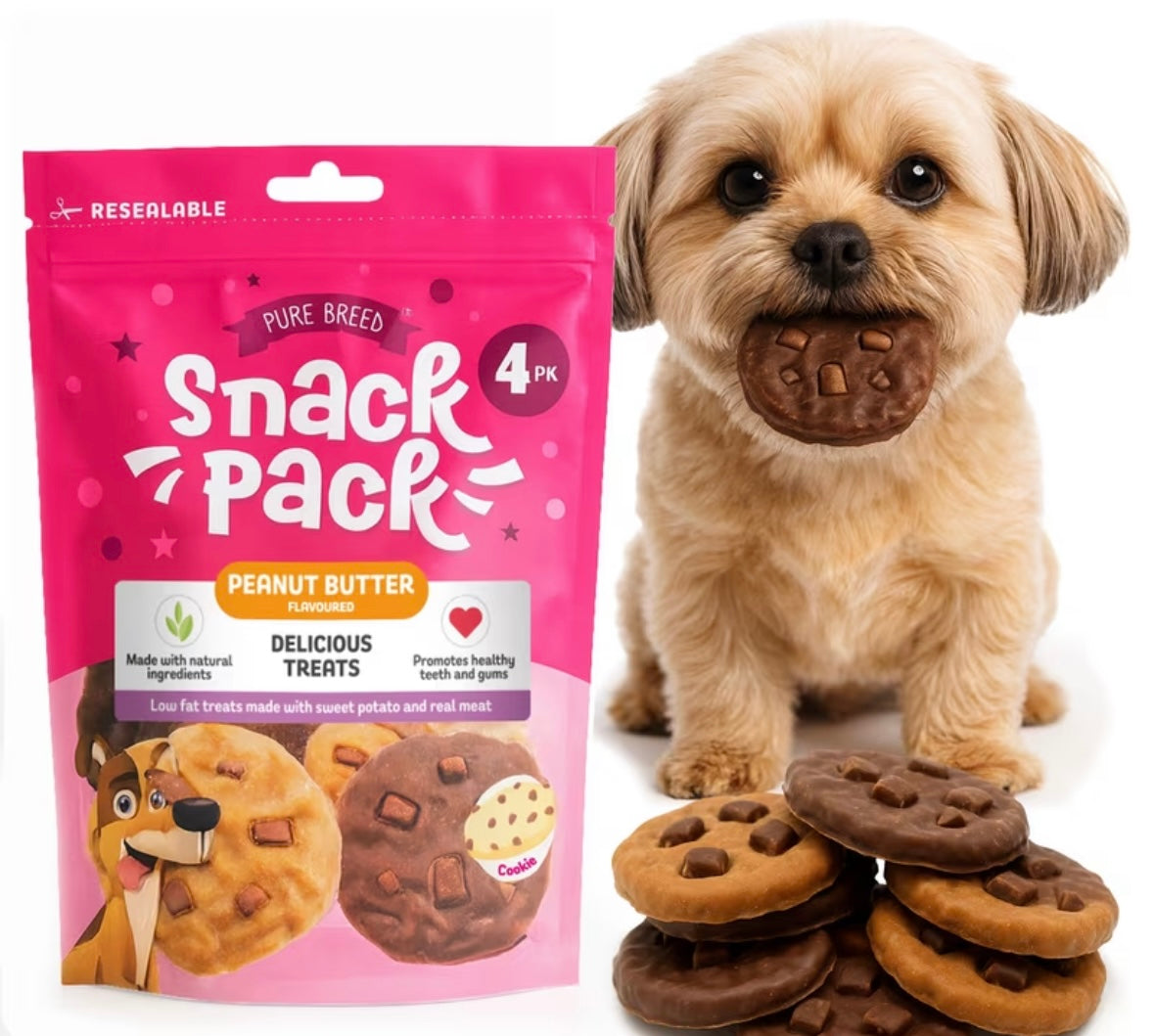 Pure Breed Snack Pack Dog Chews 4pk