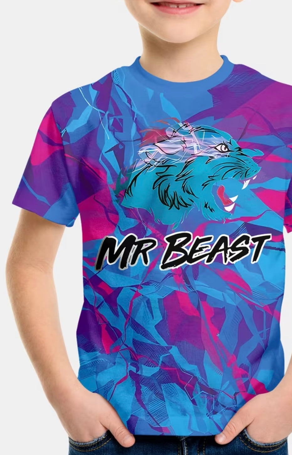 3D Digital Print Tshirt featuring Blue Lion