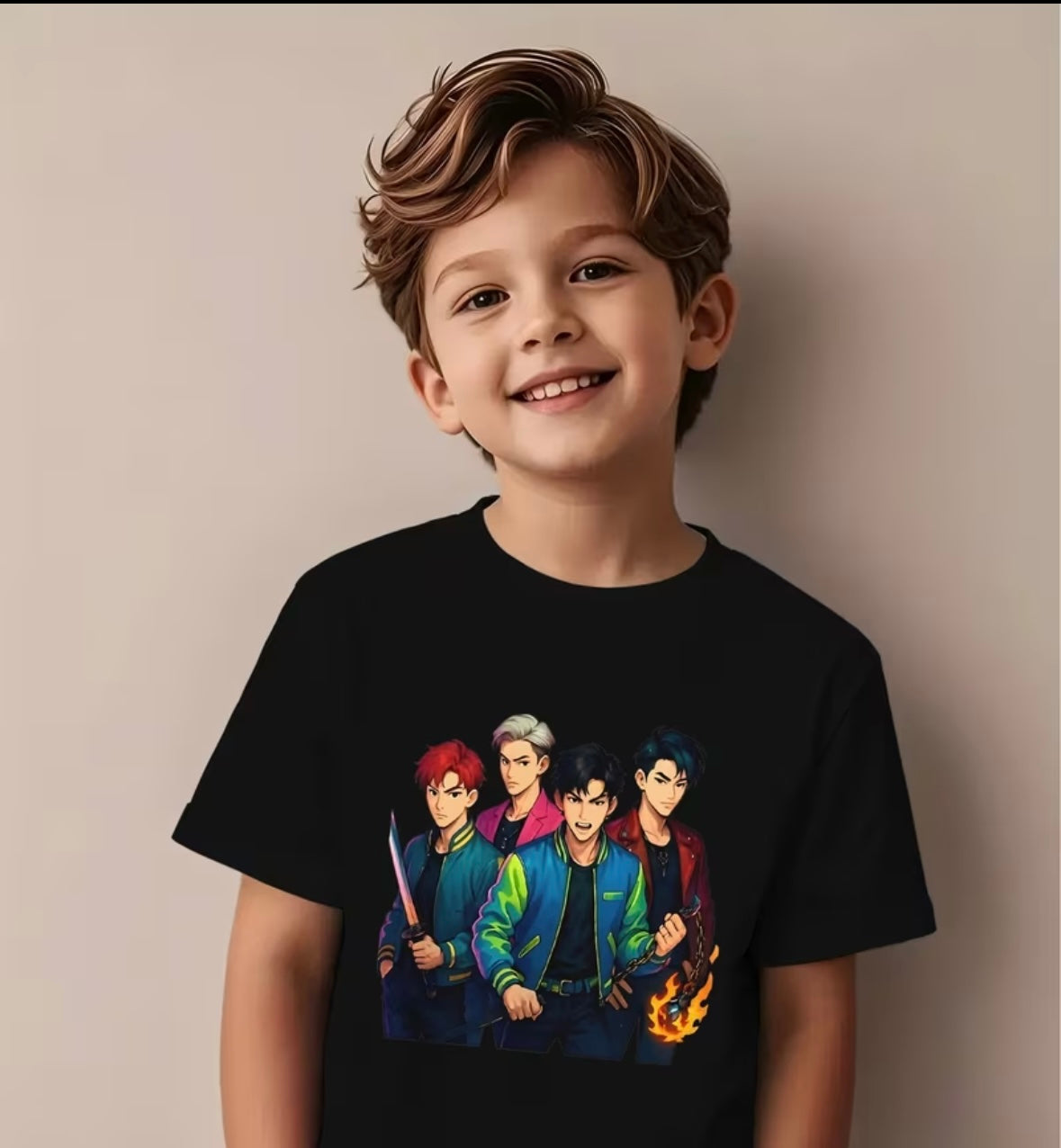 Boys K-Pop Demon GroupChar Anime Graphic T-shirt