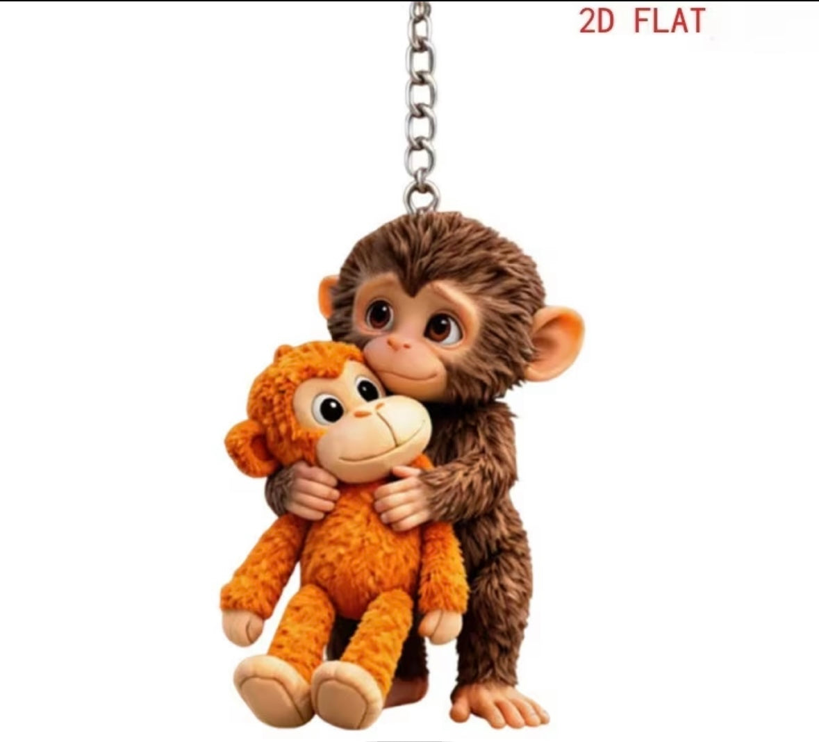 2D Flat - Acrylic Keychain Featuring a monkey embracing another monkey