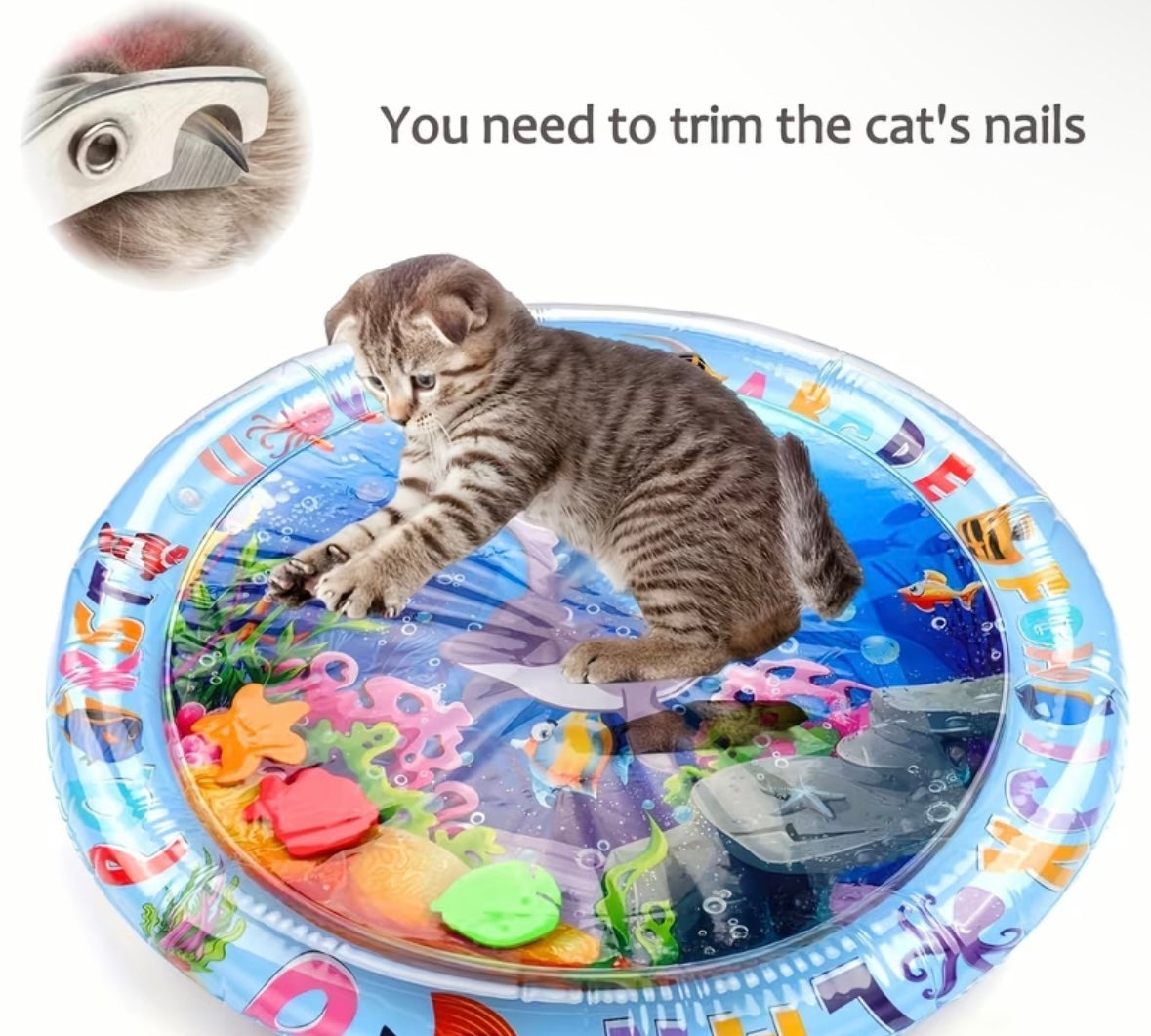 Interactive Cat Play Mat with Floating Fish Design