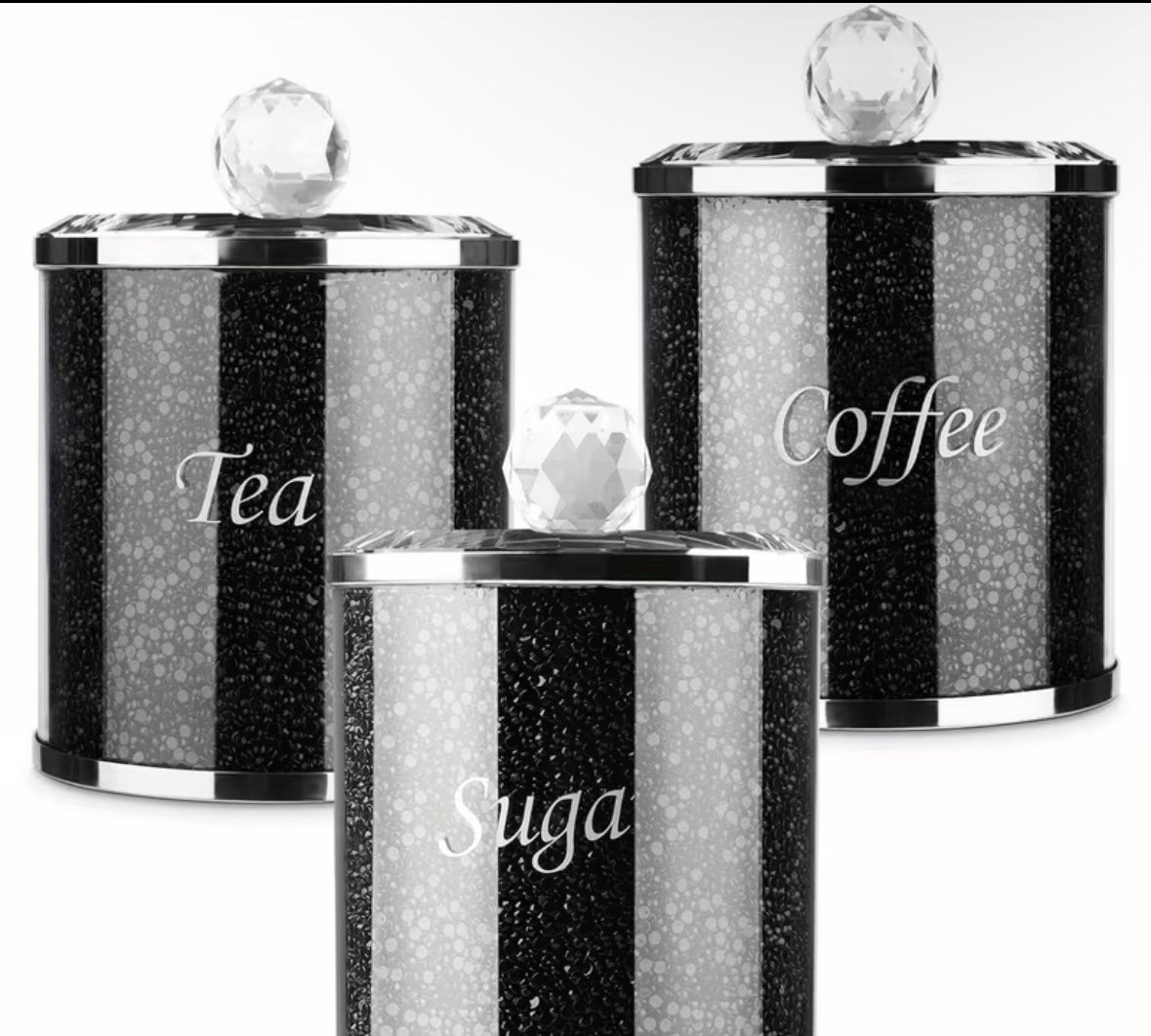3pcs Diamanté sugar canisters