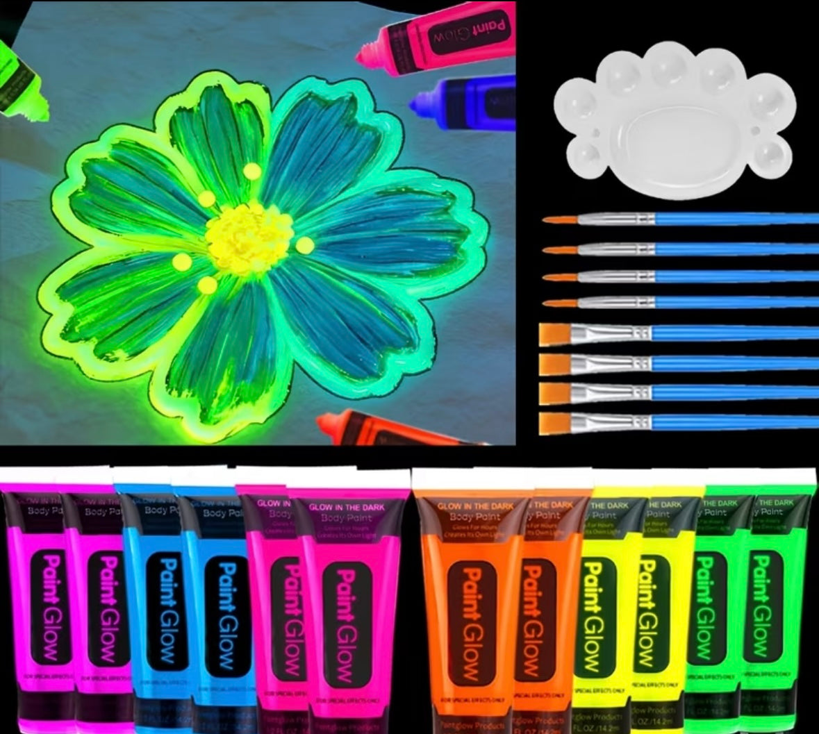 12pcs Glow in the Dark paint