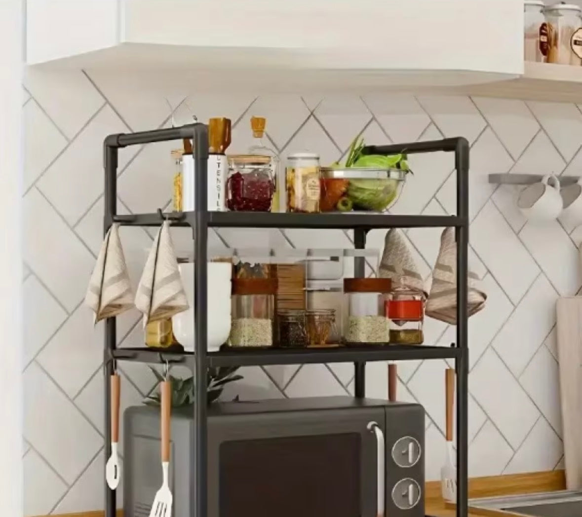 Over microwave storage shelf