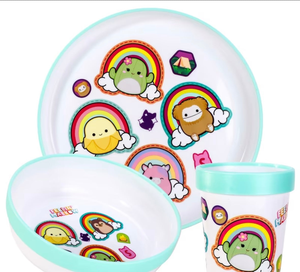 Squishmallows 3pcs Bicolour premium kids dinner set