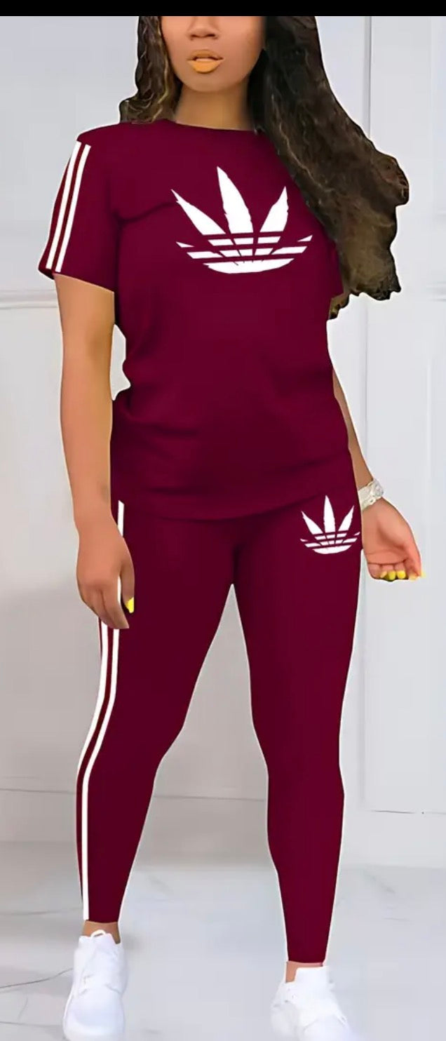 2PC Women Leggings & T-shirt Set