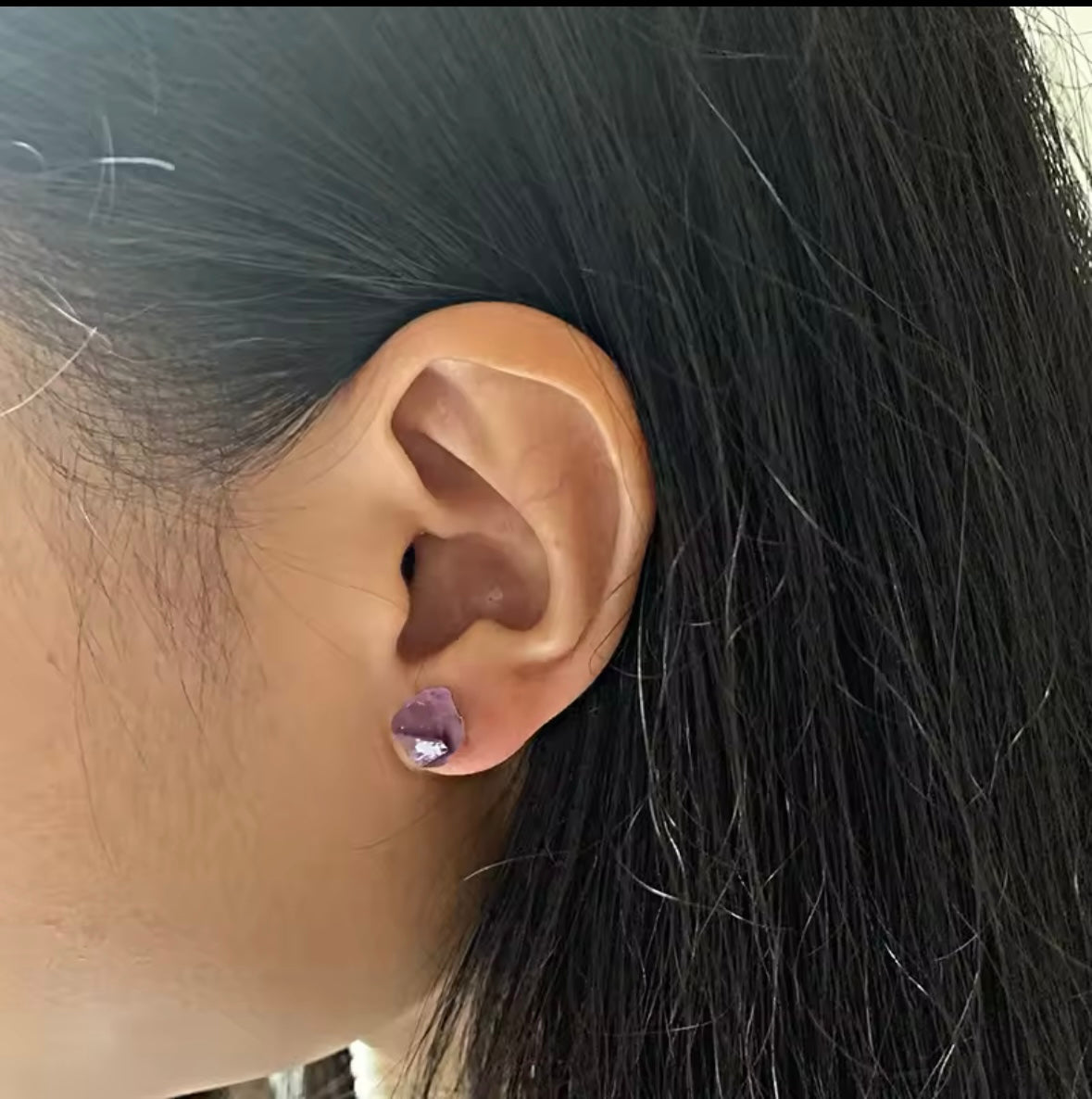 Natural Stone Amethyst Earrings