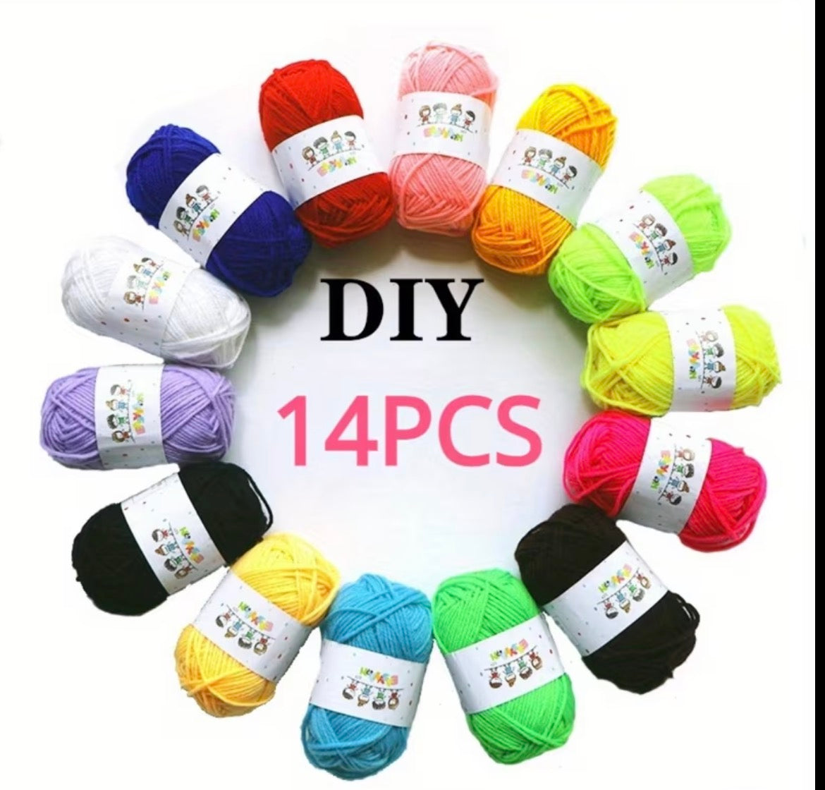 14PC Ramdom Colours Wool