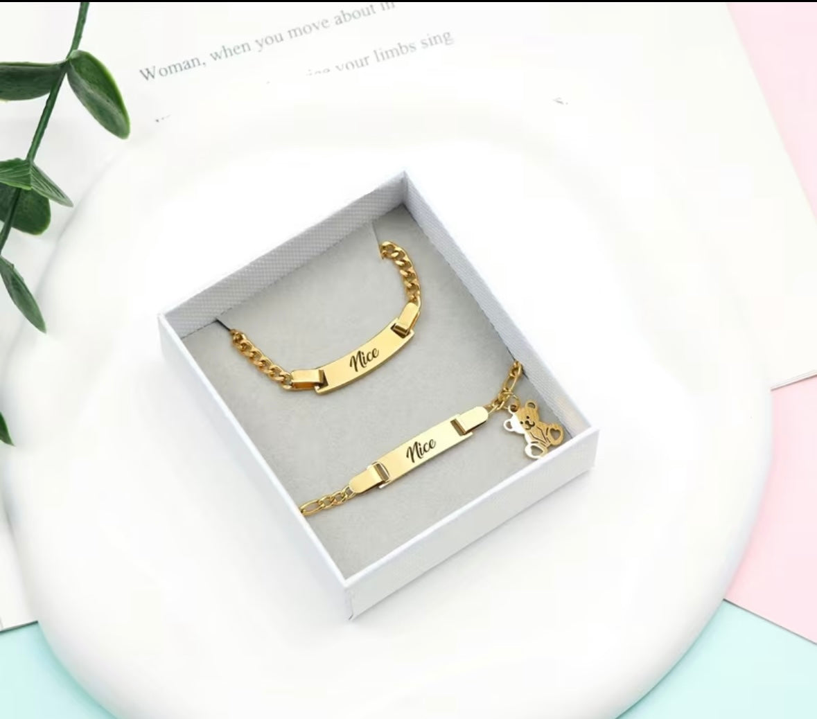 Customized Name Bracelet and Necklace Set