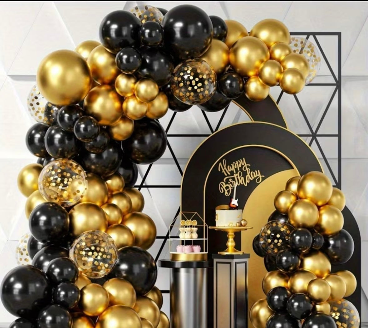 107pcs Black & Golden Balloon Garland Set