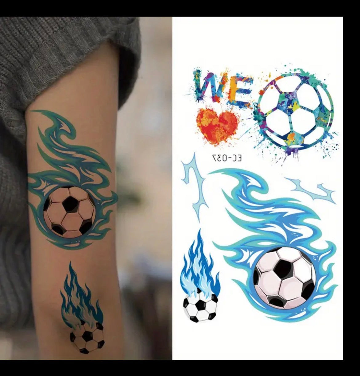 10PC Football Tattoos
