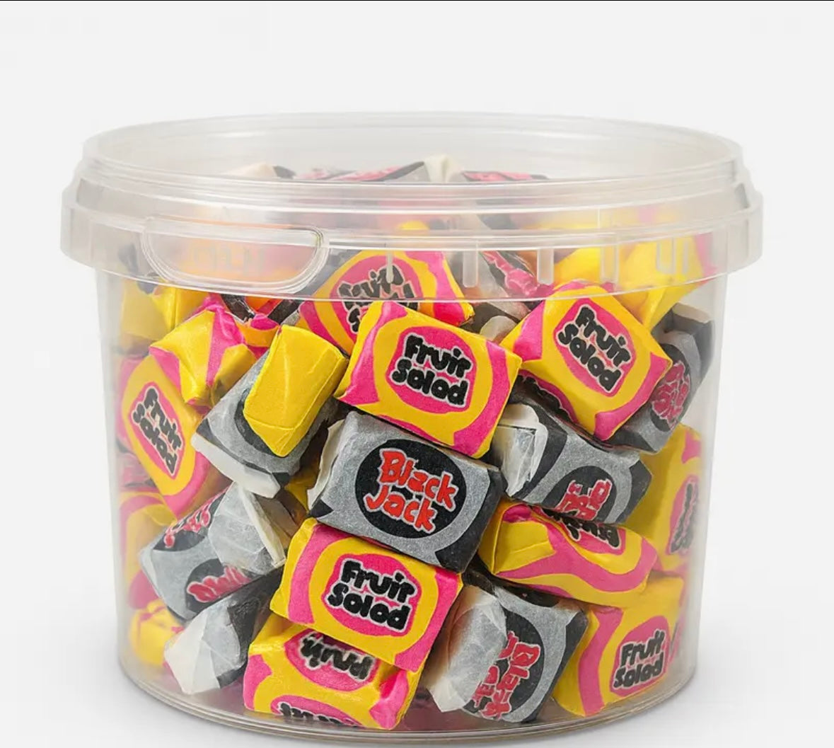 250g tub of Barratts Fruit salad & black jacks