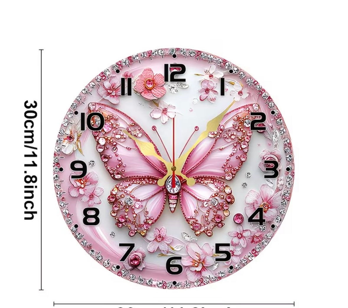 Diamond Butterfly Design Clock