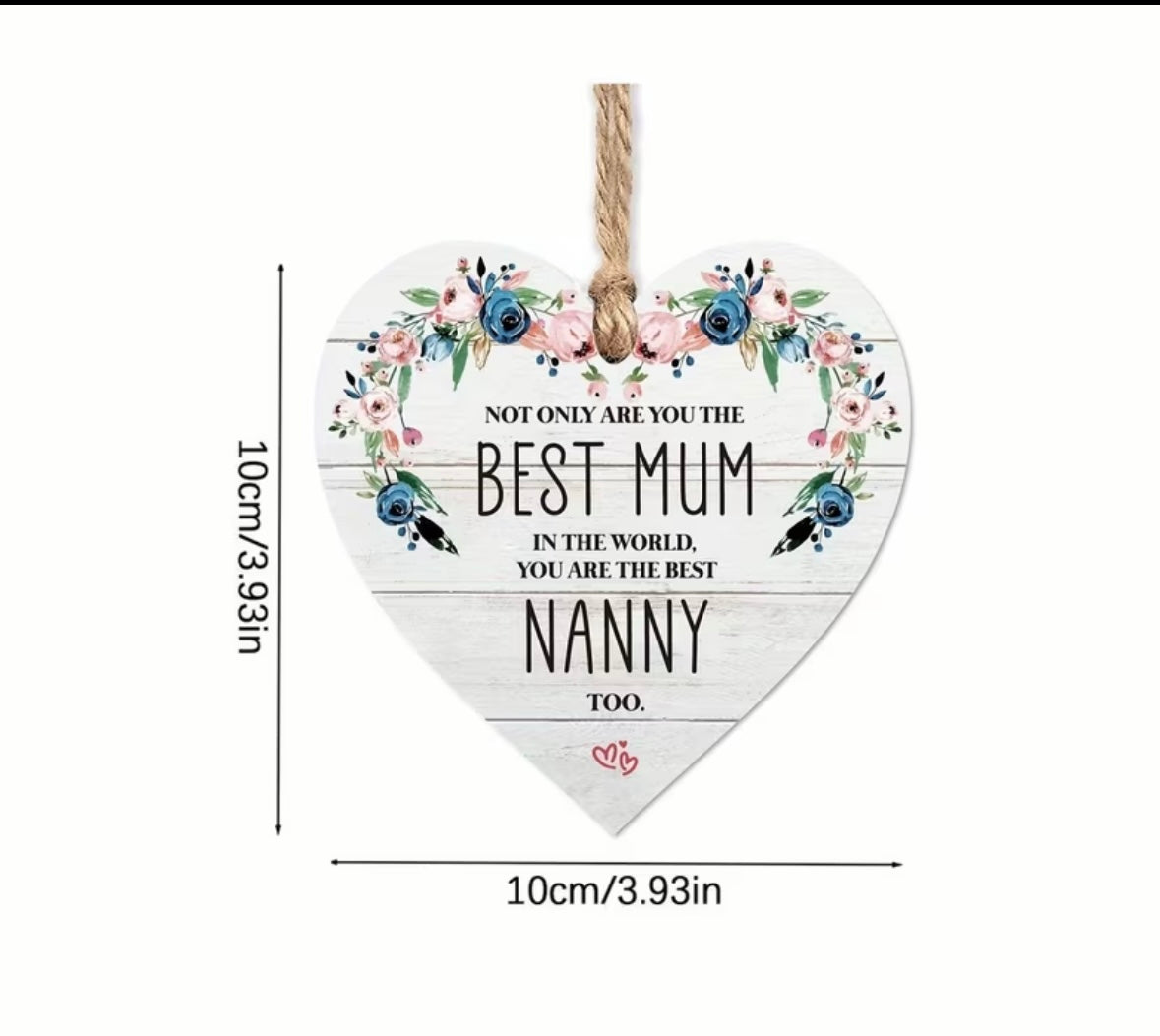 2D Flat Heart-Shaped Wooden Hanging Board