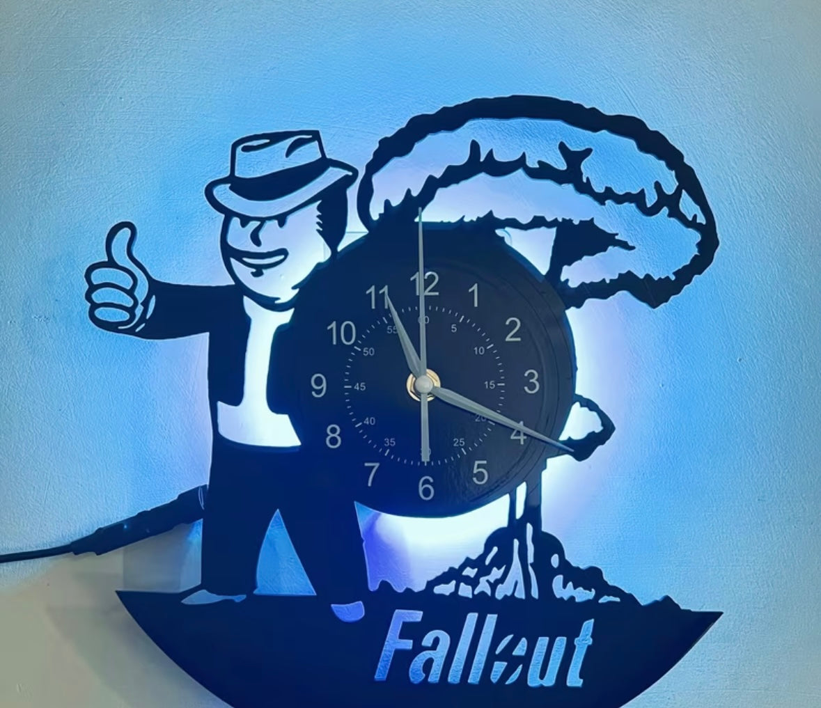 Fallout inspired silent vinyl record clock