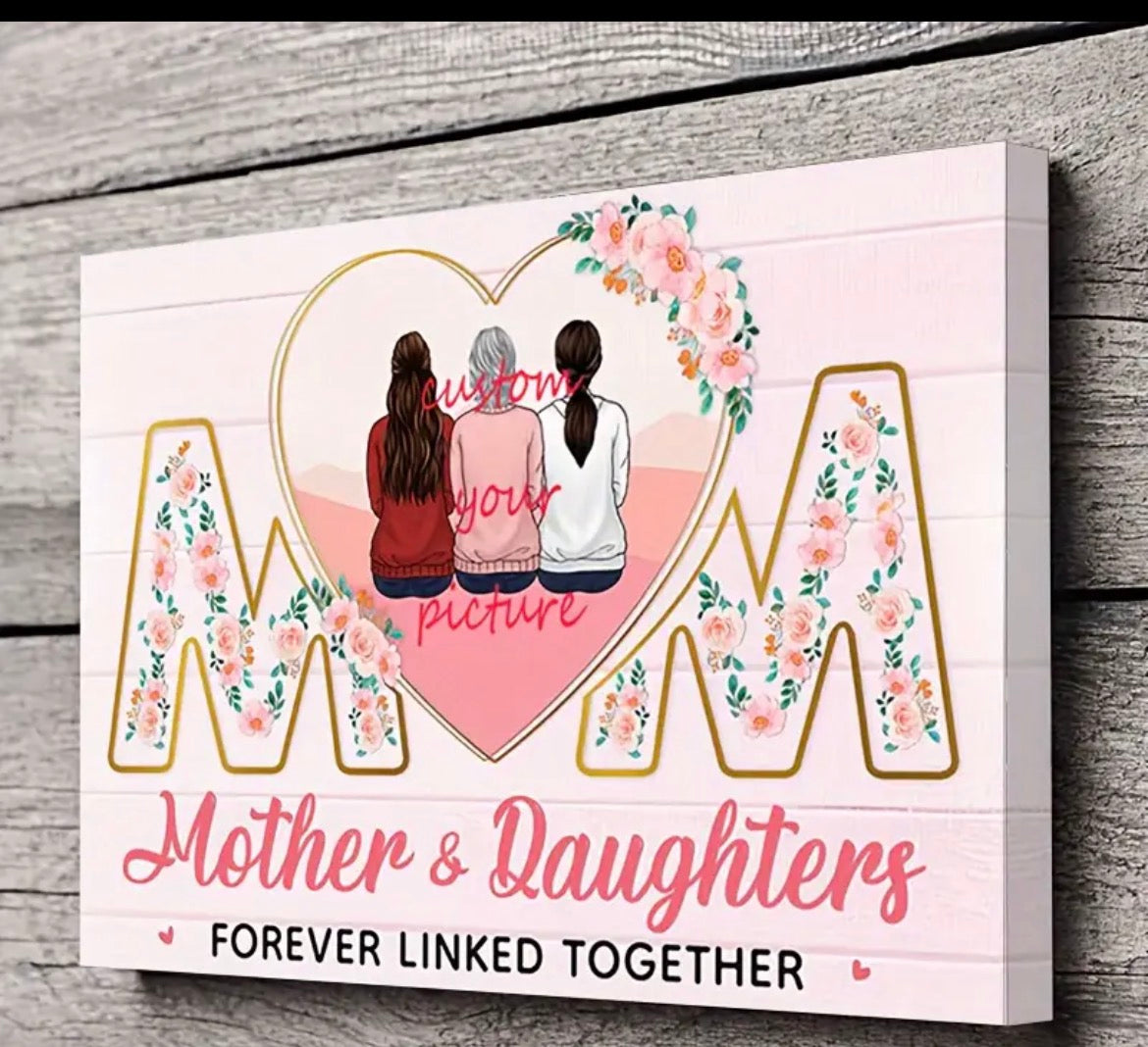 Personalised Mother & Daughter wooden Canvas