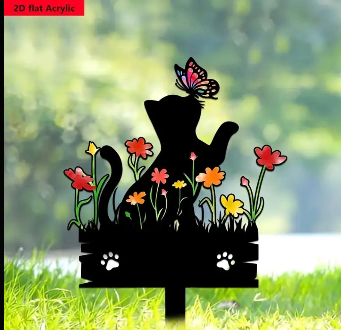 2D Cat Garden Ornament Stake