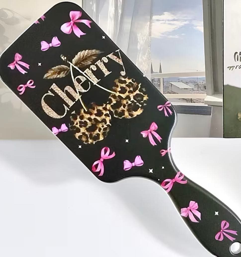 Cherry Lepord Print Hair Brush