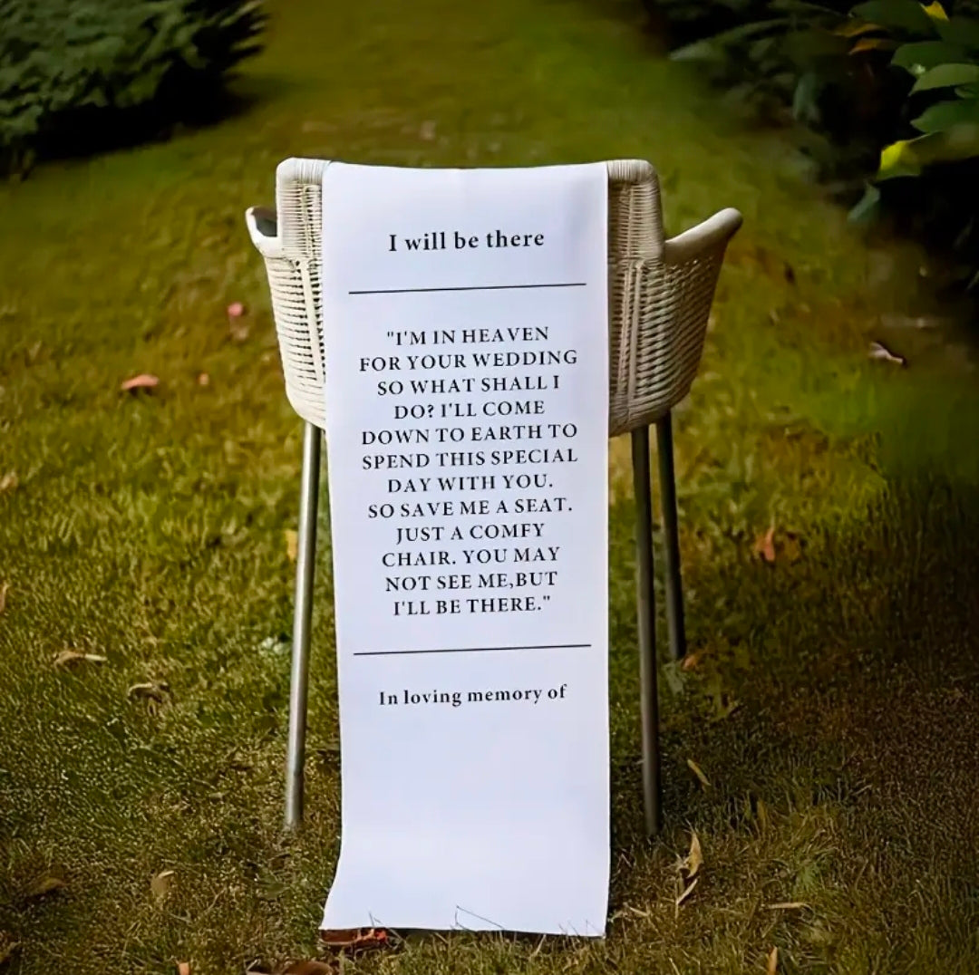 1pc Memorial Wedding Chair Banner - In Loving Memory Canvas Sign with Black Pen, Reusable & Machine Washable for Weddings