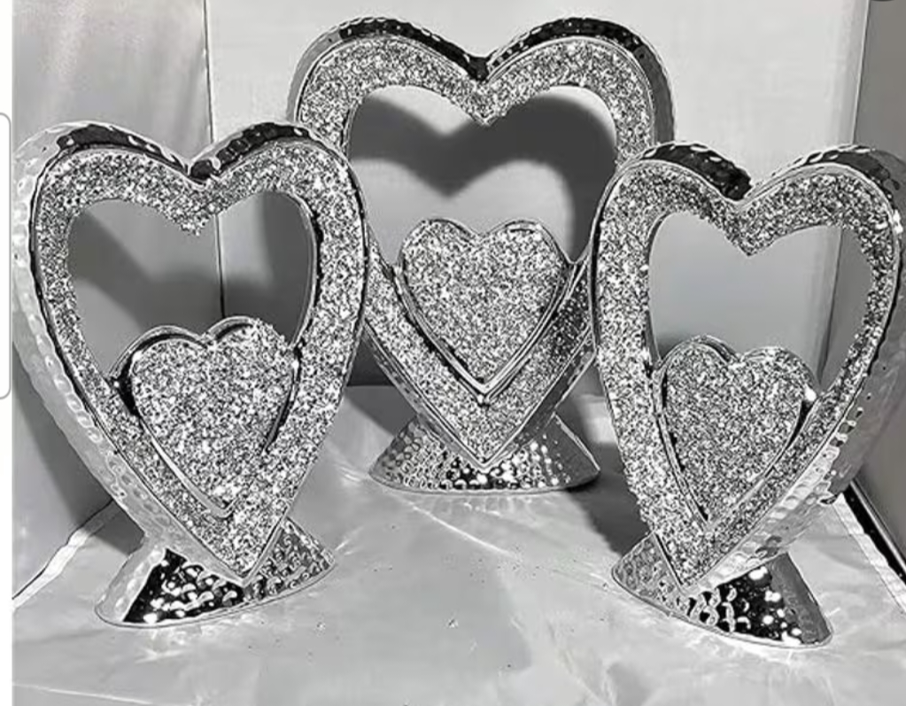Crushed diamond hearts