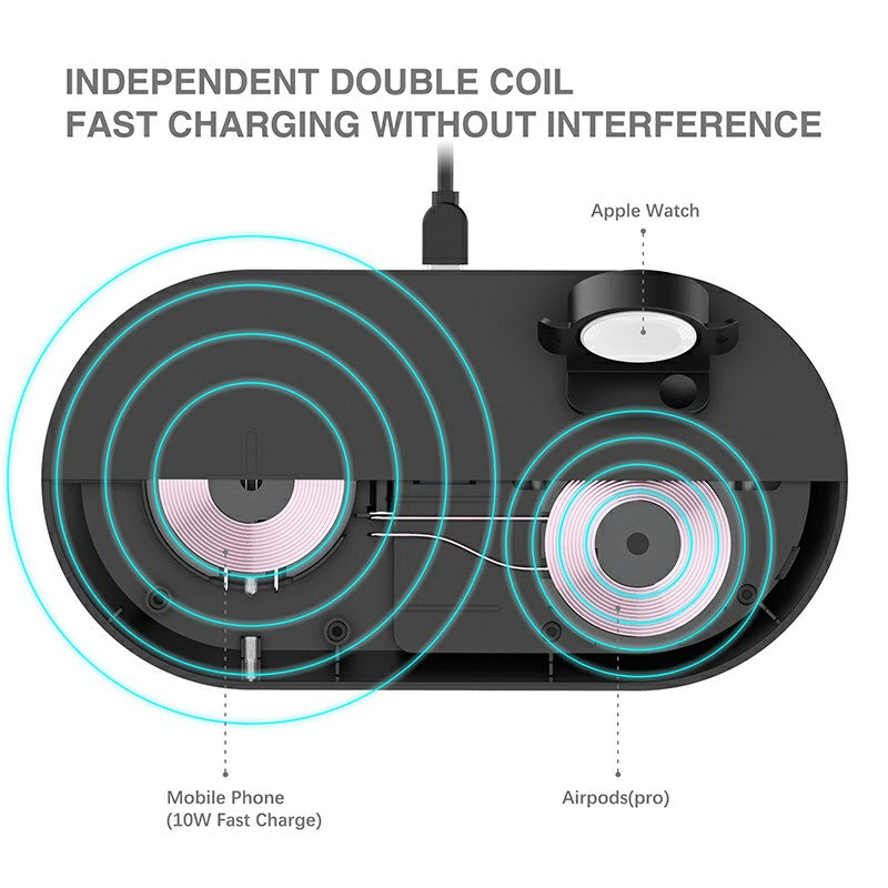 3 in 1 Wireless 10W Qi Fast Charger Station
