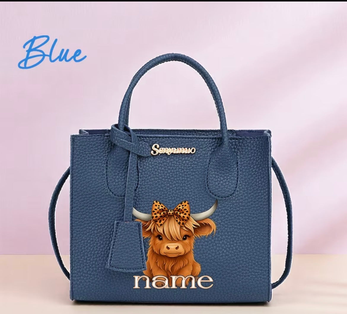 Personiled Highland Cow Handbag