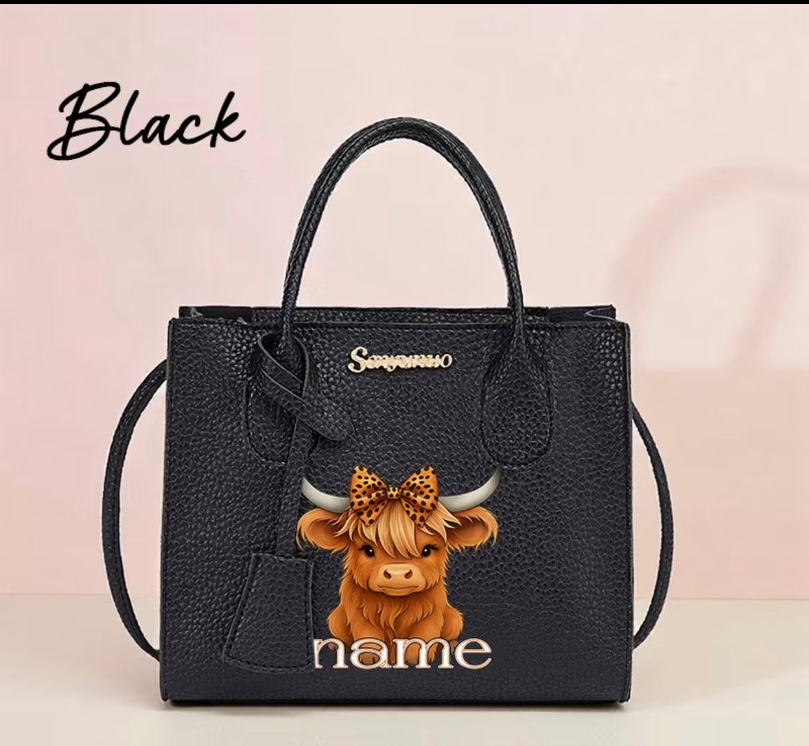 Personiled Highland Cow Handbag