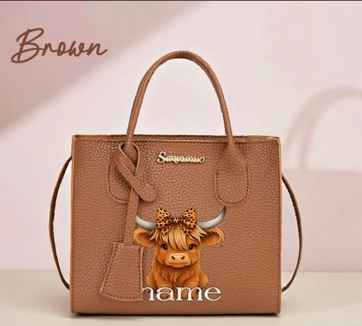 Personiled Highland Cow Handbag
