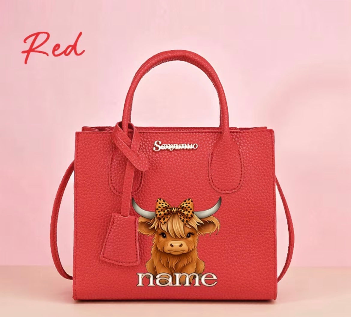 Personiled Highland Cow Handbag