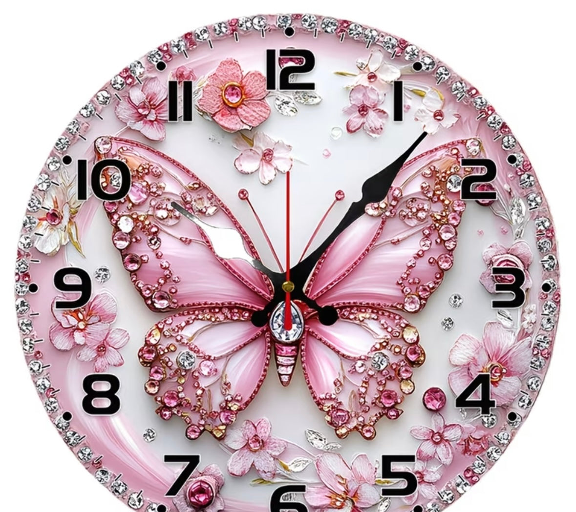 Diamond Butterfly Design Clock