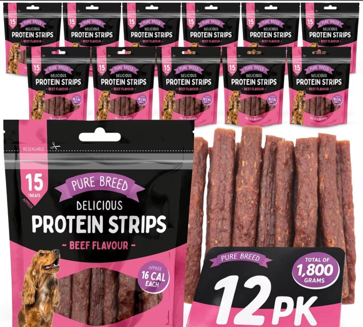 Pure Breed 12pk Dog Protein Strips