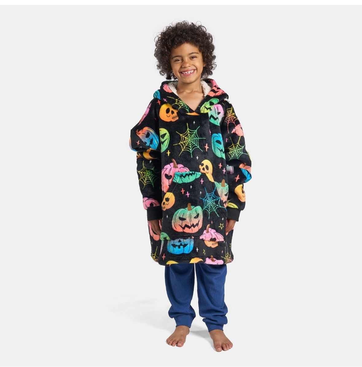 Kids Neon Halloween 🎃 Print Hoodie Blanket