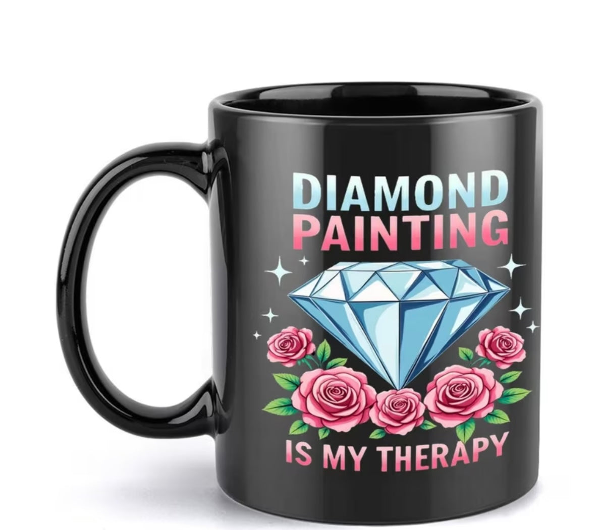 Relax ceramic mug with roses & diamond painting mug