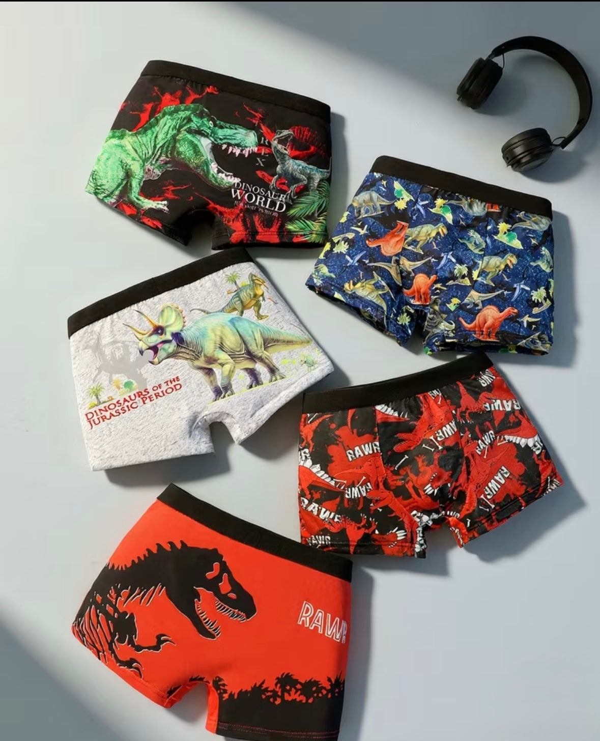 5pce Dinosaur boys underwear