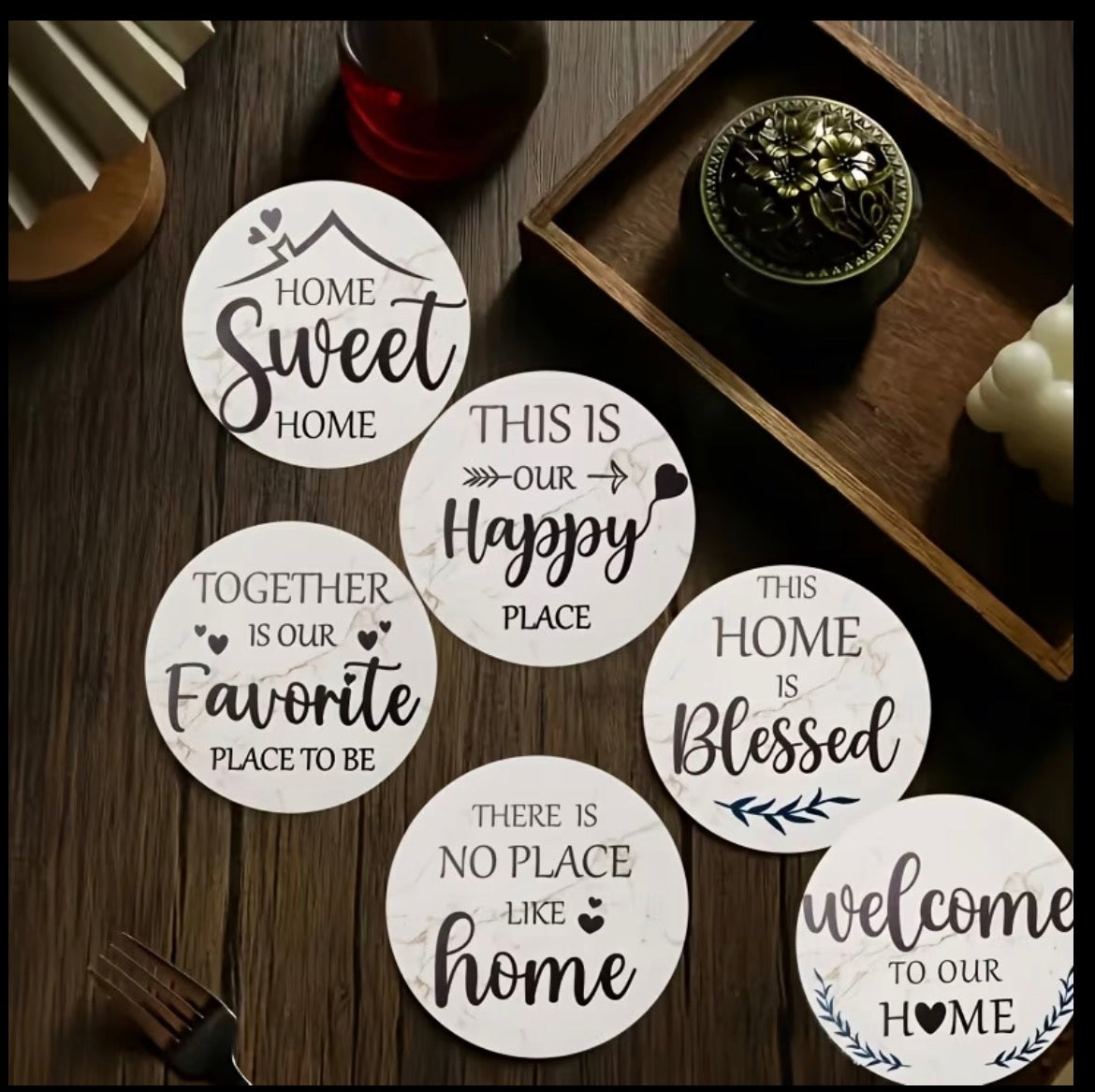 6PC Wooden Coasters Set