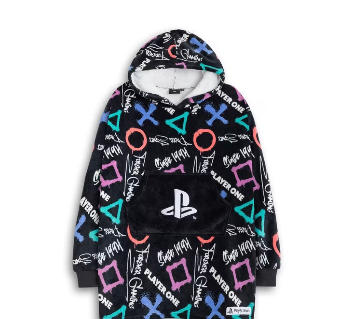 PlayStation Player One Boys Black Blanket Hoodie