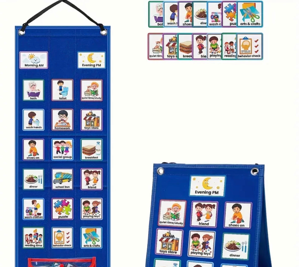 Multifunctional Visual Schedule Display Stand with 70 illustrated cards
